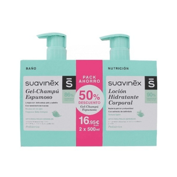 Suavinex Pack Gel-Champú Espumoso 500ml + Loción Hidratante Coporal 500ml